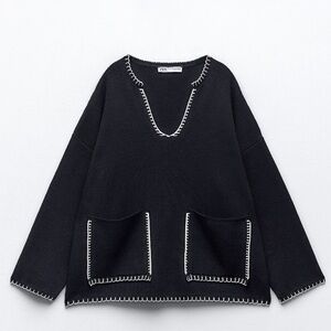 Topstitched knit sweater